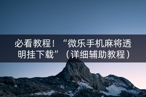 必看教程！“微乐手机麻将透明挂下载”（详细辅助教程）-哔哩哔哩