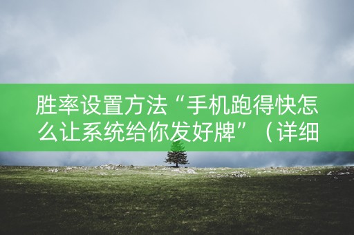 胜率设置方法“手机跑得快怎么让系统给你发好牌”（详细透视教程）-哔哩哔哩