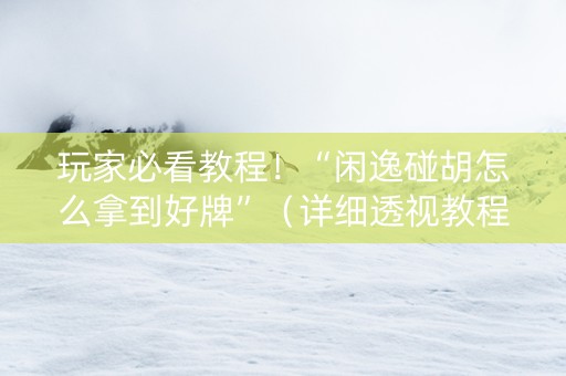 玩家必看教程！“闲逸碰胡怎么拿到好牌”（详细透视教程）-哔哩哔哩