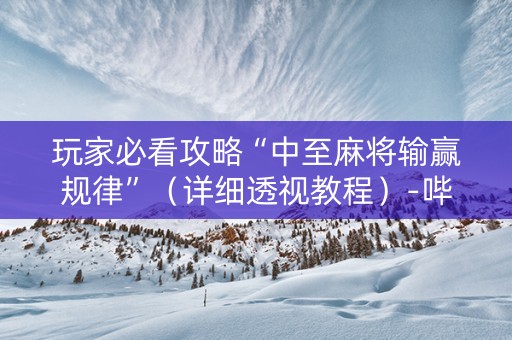 玩家必看攻略“中至麻将输赢规律”（详细透视教程）-哔哩哔哩