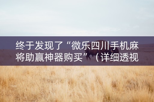 终于发现了“微乐四川手机麻将助赢神器购买”（详细透视教程）-哔哩哔哩