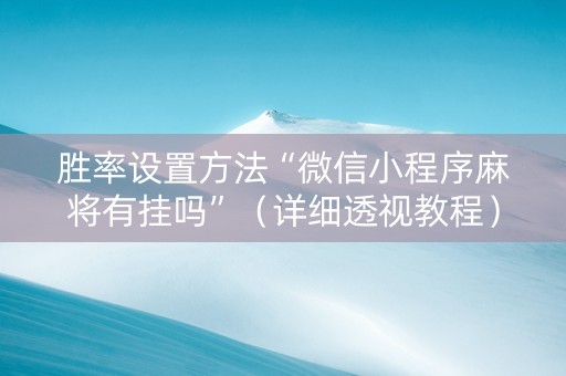 胜率设置方法“微信小程序麻将有挂吗”（详细透视教程）-哔哩哔哩