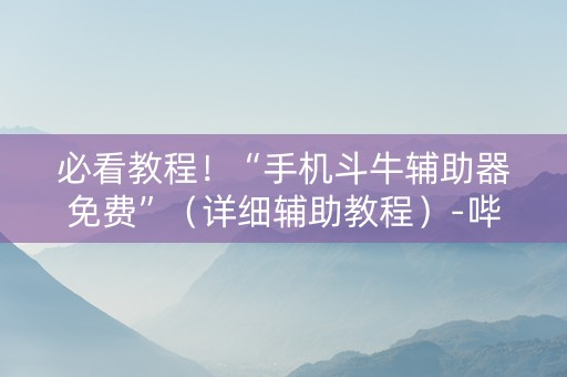 必看教程！“手机斗牛辅助器免费”（详细辅助教程）-哔哩哔哩