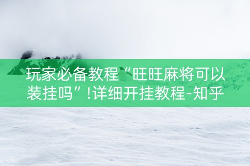 玩家必备教程“旺旺麻将可以装挂吗”!详细开挂教程-知乎