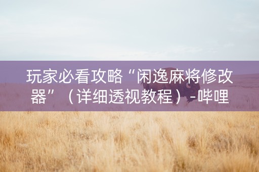 玩家必看攻略“闲逸麻将修改器”（详细透视教程）-哔哩哔哩