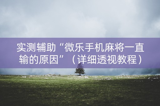 实测辅助“微乐手机麻将一直输的原因”（详细透视教程）-哔哩哔哩