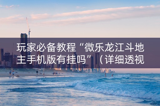 玩家必备教程“微乐龙江斗地主手机版有挂吗”（详细透视教程）-哔哩哔哩