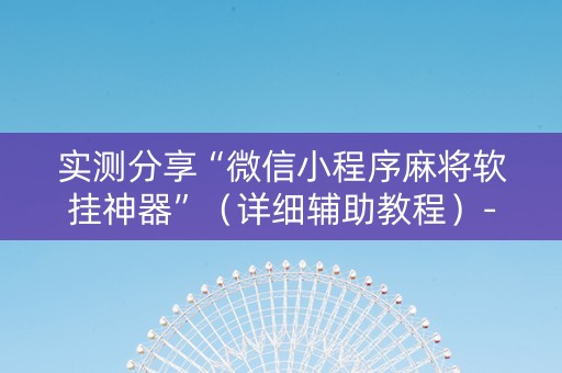 实测分享“微信小程序麻将软挂神器”（详细辅助教程）-哔哩哔哩