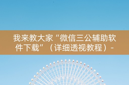 我来教大家“微信三公辅助软件下载”（详细透视教程）-哔哩哔哩
