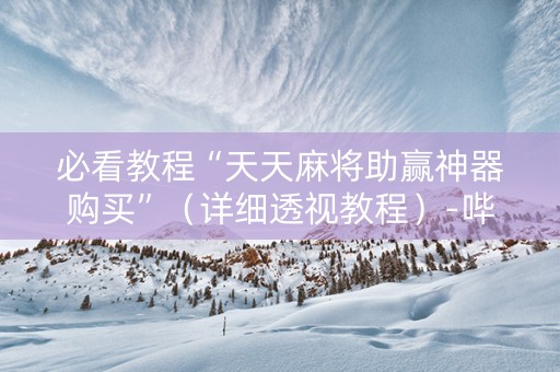 必看教程“天天麻将助赢神器购买”（详细透视教程）-哔哩哔哩