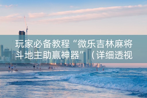 玩家必备教程“微乐吉林麻将斗地主助赢神器”（详细透视教程）-哔哩哔哩
