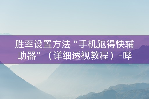 胜率设置方法“手机跑得快辅助器”（详细透视教程）-哔哩哔哩