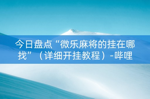 今日盘点“微乐麻将的挂在哪找”（详细开挂教程）-哔哩哔哩