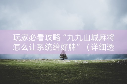 玩家必看攻略“九九山城麻将怎么让系统给好牌”（详细透视教程）-哔哩哔哩