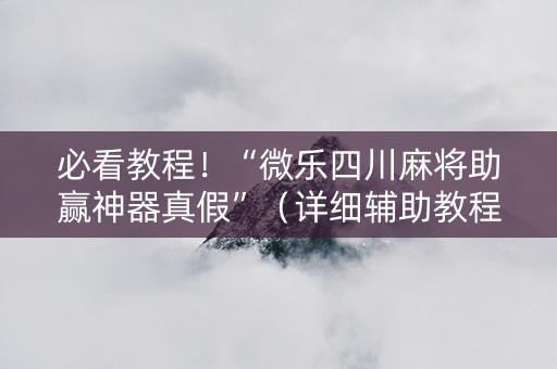 必看教程！“微乐四川麻将助赢神器真假”（详细辅助教程）-哔哩哔哩