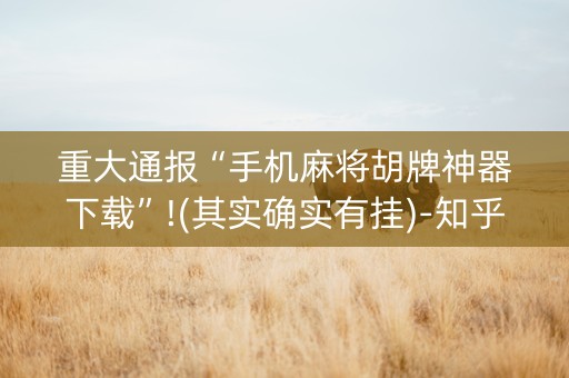 重大通报“手机麻将胡牌神器下载”!(其实确实有挂)-知乎