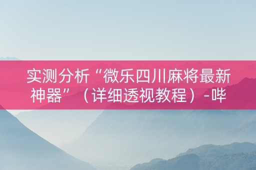 实测分析“微乐四川麻将最新神器”（详细透视教程）-哔哩哔哩