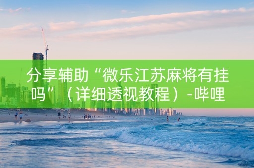 分享辅助“微乐江苏麻将有挂吗”（详细透视教程）-哔哩哔哩