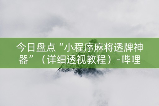 今日盘点“小程序麻将透牌神器”（详细透视教程）-哔哩哔哩