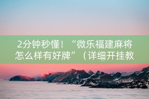 2分钟秒懂！“微乐福建麻将怎么样有好牌”（详细开挂教程）-哔哩哔哩