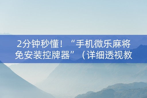 2分钟秒懂！“手机微乐麻将免安装控牌器”（详细透视教程）-哔哩哔哩