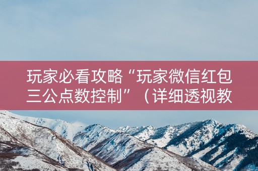 玩家必看攻略“玩家微信红包三公点数控制”（详细透视教程）-哔哩哔哩