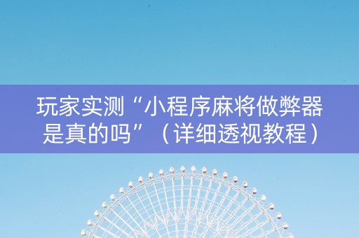 玩家实测“小程序麻将做弊器是真的吗”（详细透视教程）-哔哩哔哩