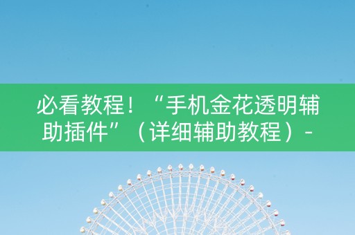 必看教程！“手机金花透明辅助插件”（详细辅助教程）-哔哩哔哩