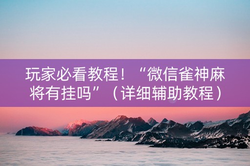 玩家必看教程！“微信雀神麻将有挂吗”（详细辅助教程）-哔哩哔哩