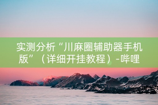 实测分析“川麻圈辅助器手机版”（详细开挂教程）-哔哩哔哩