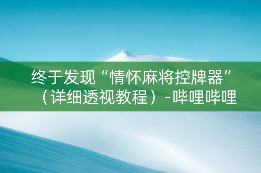 终于发现“情怀麻将控牌器”（详细透视教程）-哔哩哔哩