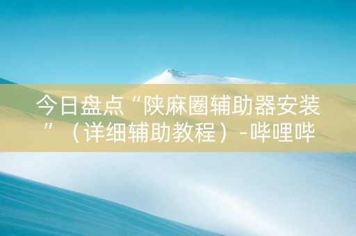 今日盘点“陕麻圈辅助器安装”（详细辅助教程）-哔哩哔哩
