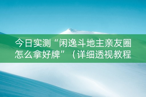 今日实测“闲逸斗地主亲友圈怎么拿好牌”（详细透视教程）-哔哩哔哩