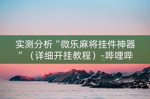 实测分析“微乐麻将挂件神器”（详细开挂教程）-哔哩哔哩