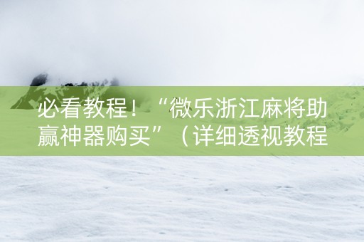 必看教程！“微乐浙江麻将助赢神器购买”（详细透视教程）-哔哩哔哩