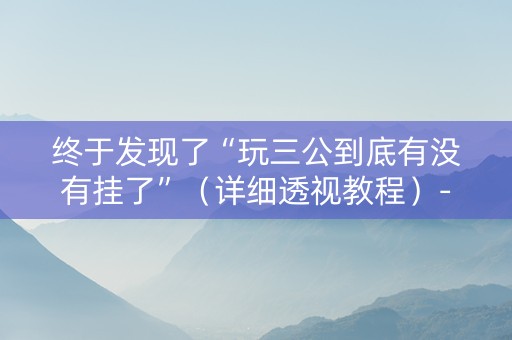 终于发现了“玩三公到底有没有挂了”（详细透视教程）-哔哩哔哩