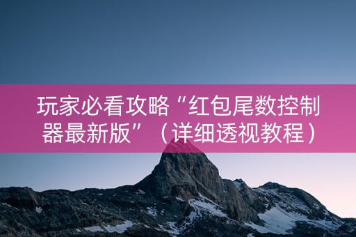 玩家必看攻略“红包尾数控制器最新版”（详细透视教程）-哔哩哔哩