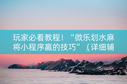 玩家必看教程！“微乐划水麻将小程序赢的技巧”（详细辅助教程）-哔哩哔哩