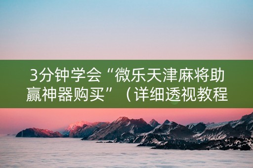 3分钟学会“微乐天津麻将助赢神器购买”（详细透视教程）-哔哩哔哩