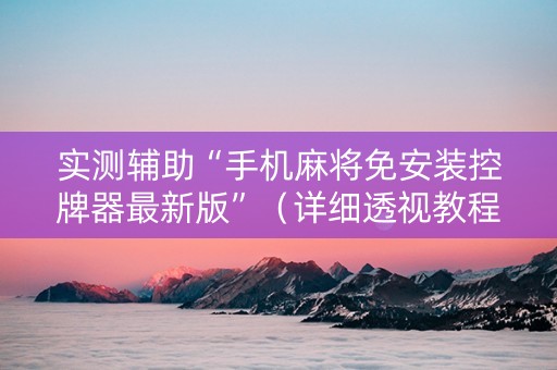 实测辅助“手机麻将免安装控牌器最新版”（详细透视教程）-哔哩哔哩