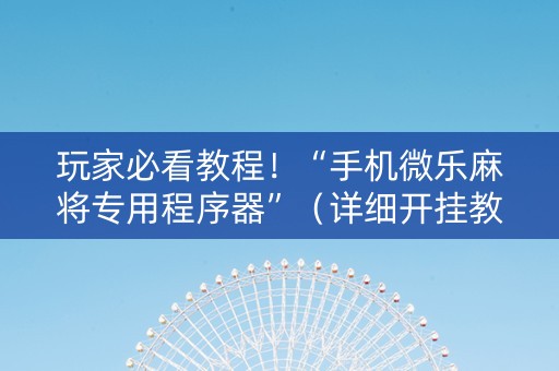 玩家必看教程！“手机微乐麻将专用程序器”（详细开挂教程）-哔哩哔哩