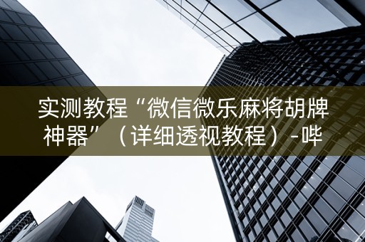 实测教程“微信微乐麻将胡牌神器”（详细透视教程）-哔哩哔哩