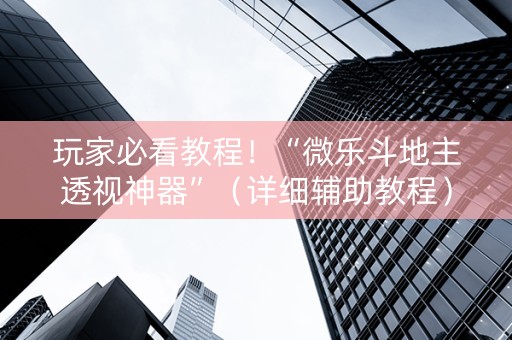 玩家必看教程！“微乐斗地主透视神器”（详细辅助教程）-哔哩哔哩