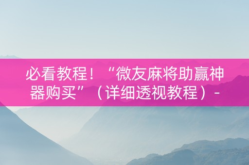 必看教程！“微友麻将助赢神器购买”（详细透视教程）-哔哩哔哩