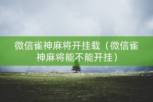 微信雀神麻将开挂载（微信雀神麻将能不能开挂）