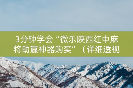 3分钟学会“微乐陕西红中麻将助赢神器购买”（详细透视教程）-哔哩哔哩