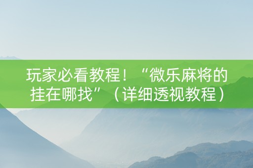 玩家必看教程！“微乐麻将的挂在哪找”（详细透视教程）-哔哩哔哩