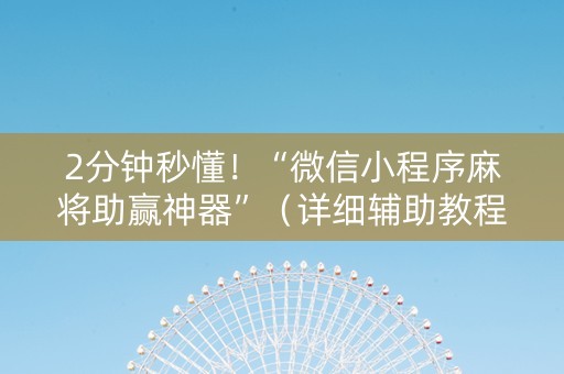 2分钟秒懂！“微信小程序麻将助赢神器”（详细辅助教程）-哔哩哔哩