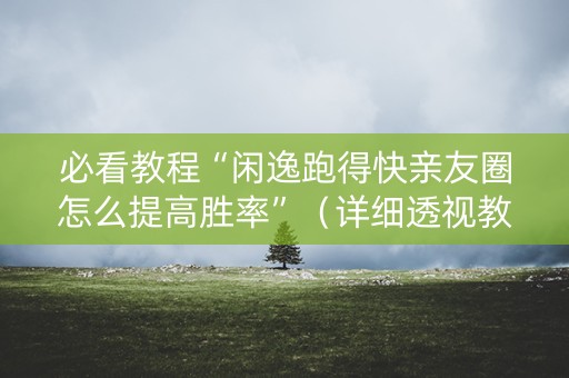 必看教程“闲逸跑得快亲友圈怎么提高胜率”（详细透视教程）-哔哩哔哩