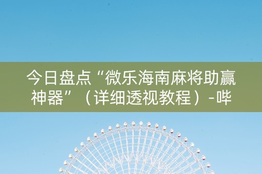 今日盘点“微乐海南麻将助赢神器”（详细透视教程）-哔哩哔哩